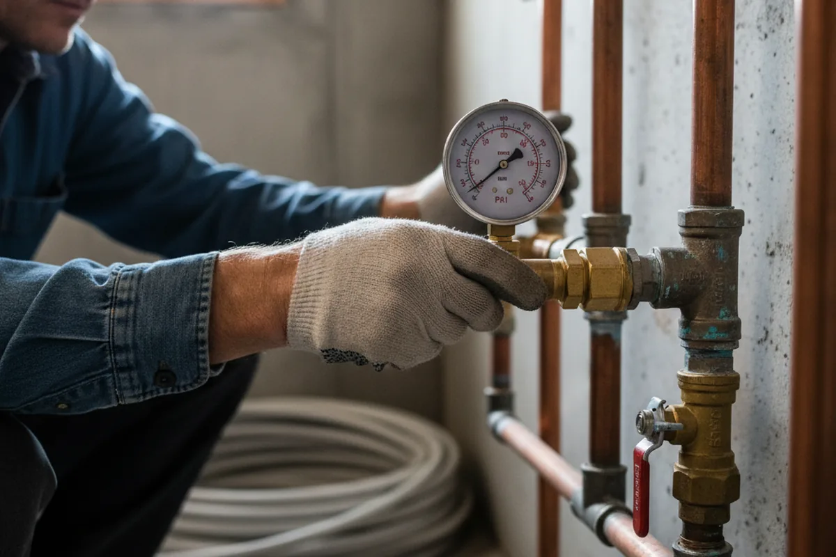 Pressure testing a repaired line during Water Line Repair in Brown City